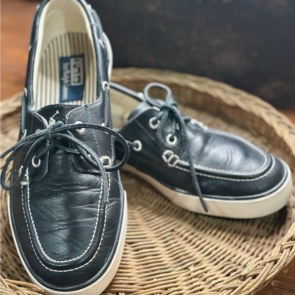 Polo by Ralph Lauren Men's Navy Leather Boat Shoes Gently Used Size 9D - Picture 2 of 9